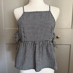 Women’s Black & White Gingham Peplum Tank Top
